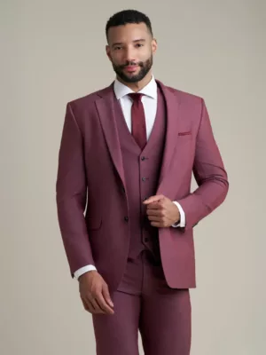 Burgundy Notch Lapel Suit