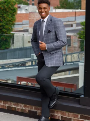 Grey Metro Plaid Coat