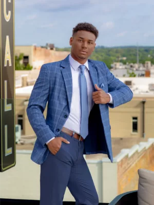 Indigo Metro Plaid Coat